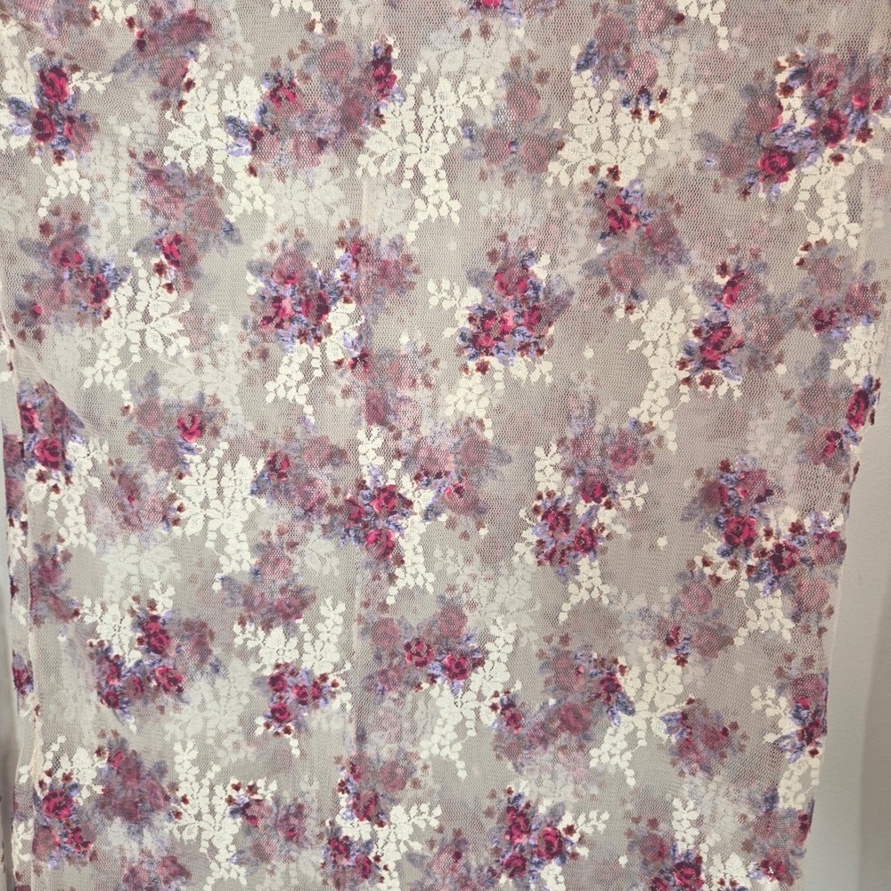 Intimately Free People Floral Mesh Top M Sheer Mock Neck Long Sleeve Y2K - Picture 5 of 7